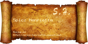 Spicz Henrietta névjegykártya